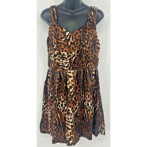 Alyn Paige Women Dress Size 11 12 Black Brown Leopard Sheath Shift New B74